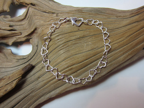 Sterling silver heart link on sale bracelet