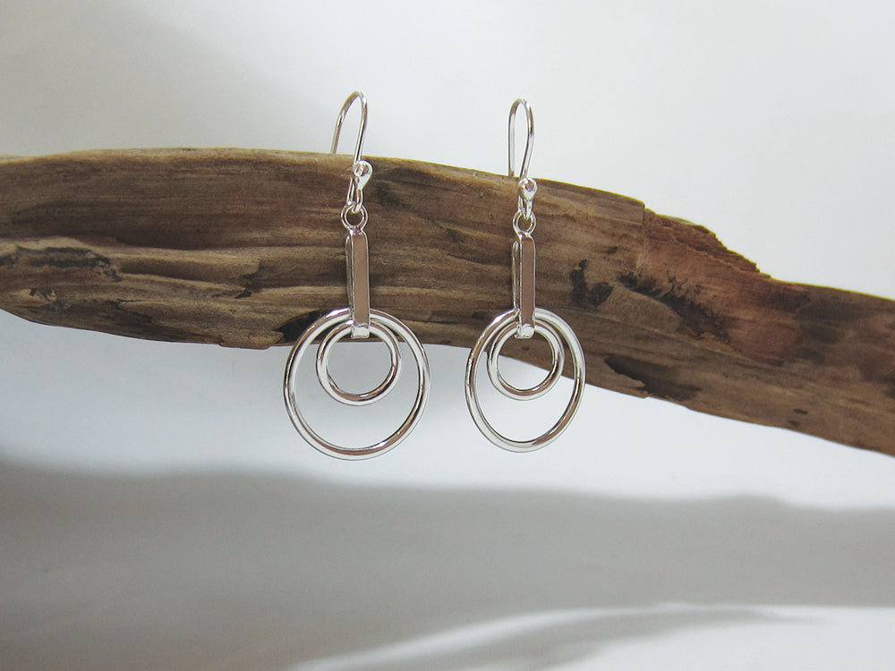 sterling silver concentric circle drop earrings 925 Canterbury