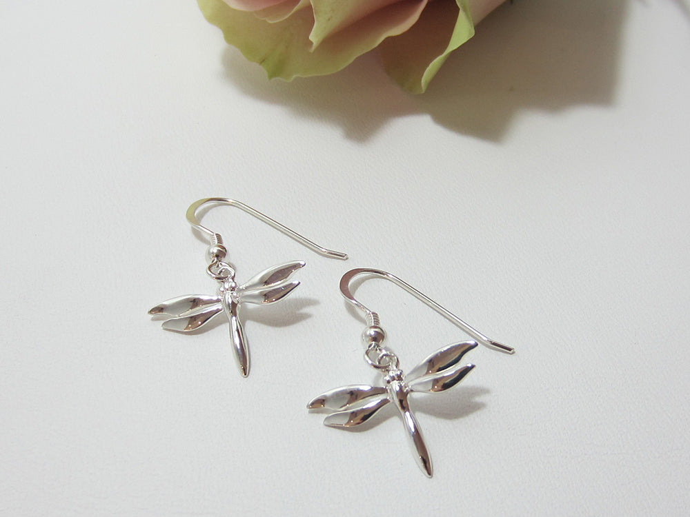 sterling silver dragonfly drop earrings