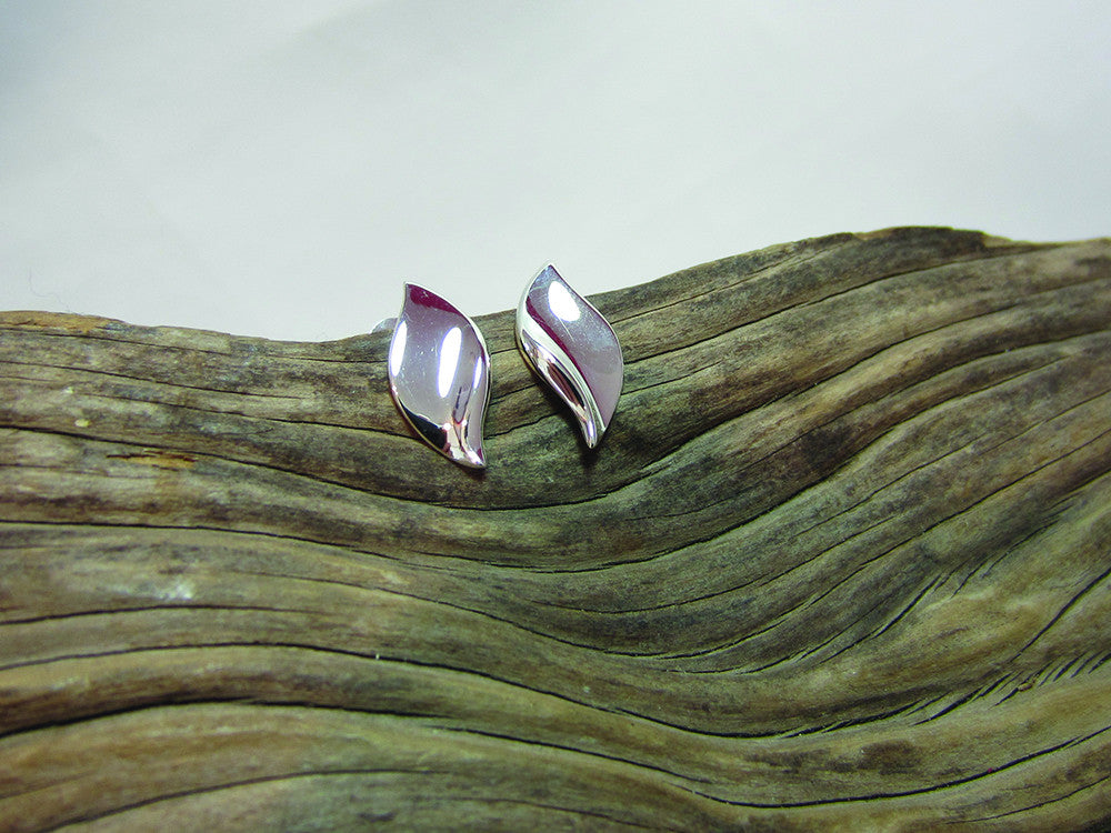 sterling silver simple leaf studs